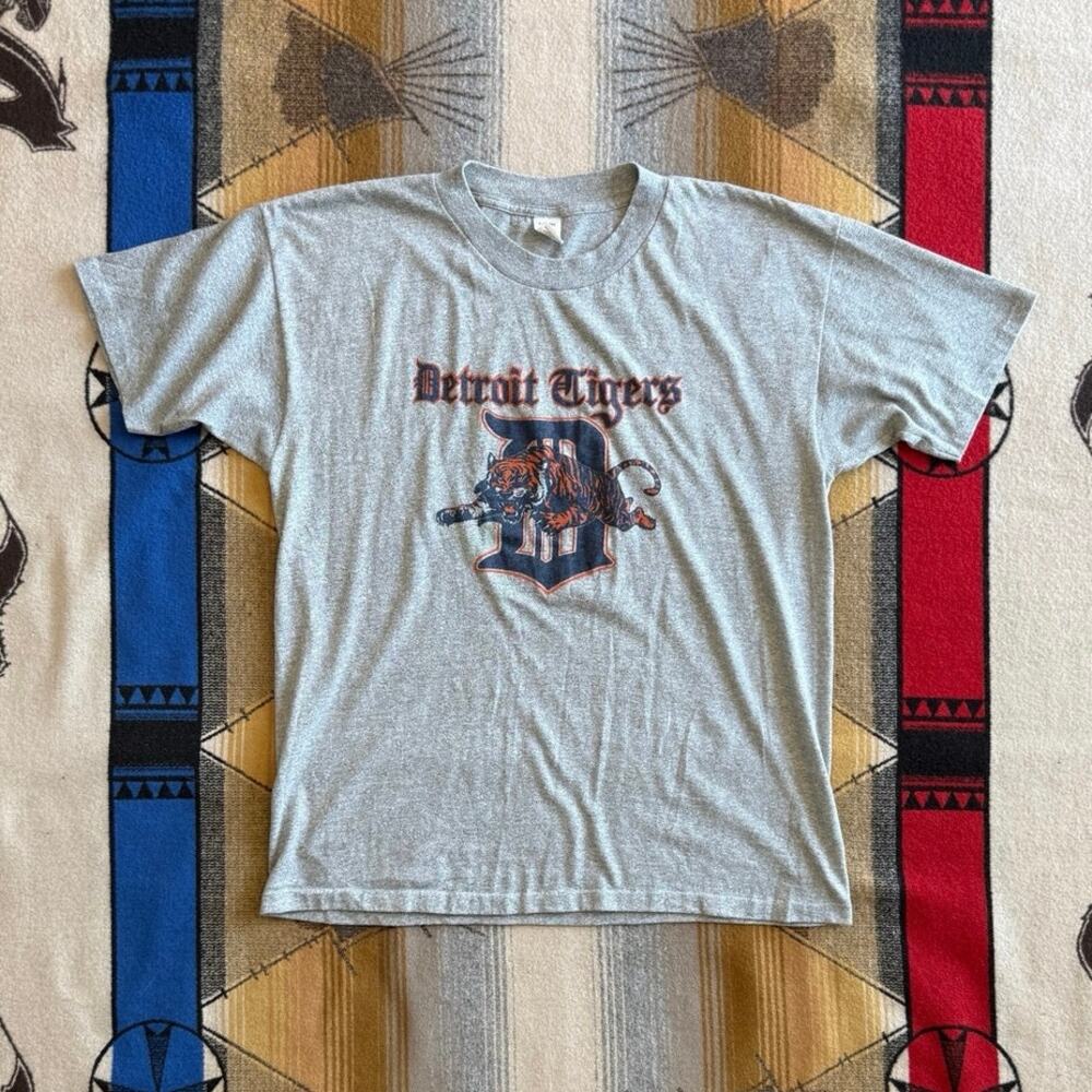Vintage 80s Detroit Tigers MLB Baseball T-Shirt Size Large Single Stitch USA